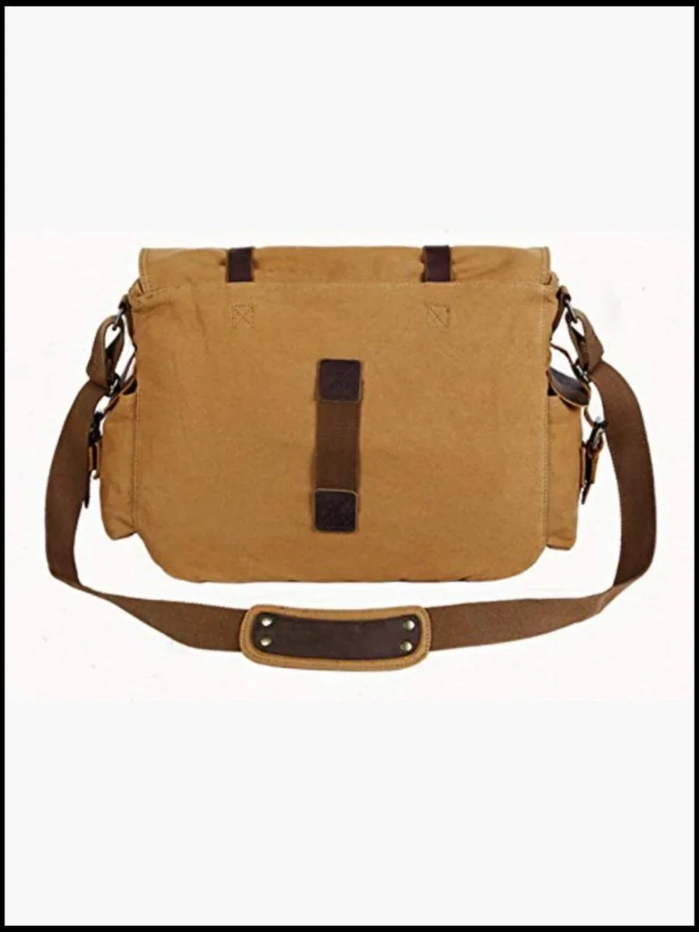 Vintage Military Leather Canvas Messenger Laptop Bag Retro Shoulder Bag
